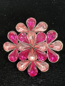 Vintage Juliana Stil Strass Fuchsia & Rosa Kristall Brosche Anstecknadel Silberfarben - Bild 1 von 3