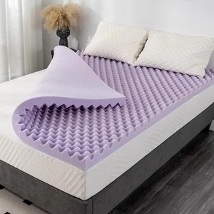 2 Inch Egg Crate Queen Memory Foam Mattress Topper, Lavender Scent Gel Infused - Picture 1 of 7
