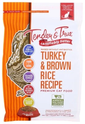 Receta de pavo y arroz integral sin antibióticos tierna y verdadera comida para gatos, paquete de 3 libras/1 Foto 1 de 4