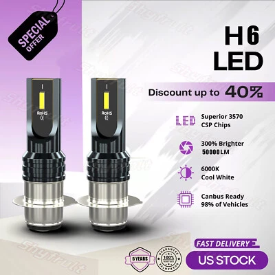 For Honda Foreman-400 450 1997 1998-2004 LED Headlight Kit H6M 6000K White Bulbs - Image 1 of 4