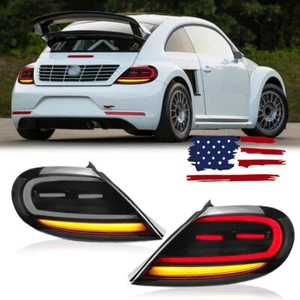 For VW Beetle 2013-2019 Smoke LED Tail Lights w/ Sequential Turn Rear Lamps 2PCS - Picture 1 of 7