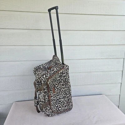 Global Tour Rolling Weekend Duffle Travel Bag Luggage Animal Print Leopard Brown - Image 1 of 4