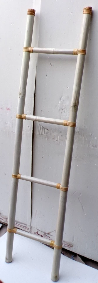 Escalera De Bambú 160X40 Étnica Para Toallas De Baño Blanca Decapada Bambú - Imagen 1 de 4