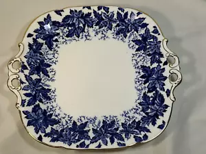 Coalport 'BLUE CHINTZ' Ivy/Maple Leaf 10.25 Inch HANDLED CAKE PLATE -Mint! - Picture 1 of 6