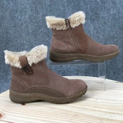 Botas Baretraps Mujer 7.5 M Andee Invierno Nieve Beige Cuero Cremallera Botón Sherpa Foto 1 de 4