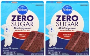 Pillsbury Zero Sugar Free Devil's Food Chocolate Cake Mix, 16 oz (2 Boxes) - Picture 1 of 1