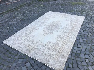 Turkish Antique rug Bohemian Area rug Oushak rug Vintage Rug Handmade Wool rug - Zdjęcie 1 z 11