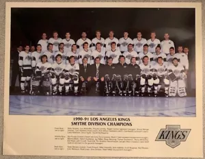 1990-91 Los Angeles Kings Smythe Division Champs 8,5" x 11" TEAMFOTO + BONUS - Bild 1 von 5