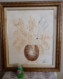 Charles Helgason Vintage Textured Oil Painting 1986 Floral Art Wood Frame 24x20 - Picture 1 of 12