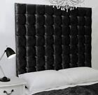 KINGSIZE 5FT MONACO HIGH DIAMANTE BUTTONED BED HEADBOARD CRUSH VELVET BLACK 36"