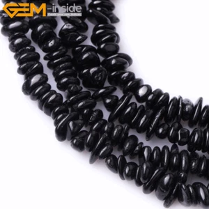 Freeform Natural Black Tourmaline Loose Beads Jewelry Making 15" Gift 4x8mm - Picture 1 of 7
