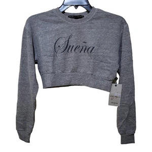NWT True Religion x Joan Smalls Suena Cropped Sweatshirt Women's XS Gray - Picture 1 of 7
