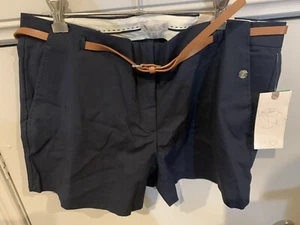 Lila Rose Shorts Size 12 Navy With Tan Belt - Picture 1 of 3
