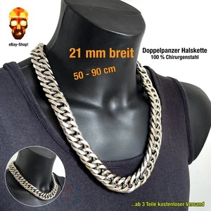 21 mm breite Doppel - Panzerkette 50 - 90 cm Biker Herren Edelstahl 20 60 70 80 - Bild 1 von 5