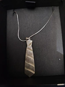 WHITE TRASH CHARMS "Neck Tie"  Necklace ,  975 SILVER CHARM & Chain. 🔥  - Picture 1 of 5