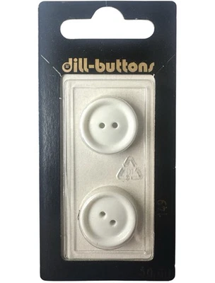 Buttons White Round 11/16" Raised Edge 2-Hole 2-Pk 18MM Vintage Dill 149 Germany - Image 1 of 4