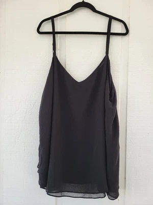 Torrid Size 3 Sophie Black Chiffon Double Layer Swing Cami Black 3X Tank Top - Image 1 of 4