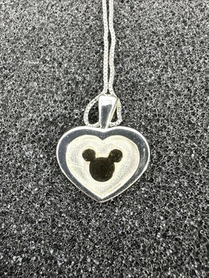 Подвеска в виде сердца с Микки Маусом серебро 925 золото 18 дюймов коробка цепочка Disney - Изображение 1 из 4