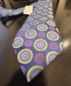 Cravatta collo seta Ted Baker London blu verde magenta 100% seta nuova con etichetta - Foto 1 di 6