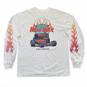 Vintage 90s Hard Rock Cafe Las Vegas Hot Rod Auto Flames Long Sleeve Shirt XL - Bild 1 von 7