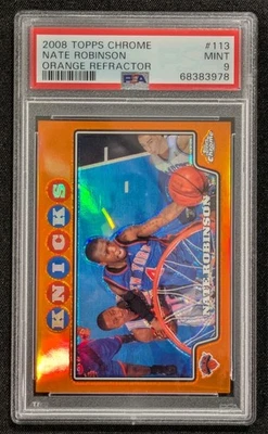 2008 Topps Chrome Nate Robinson ORANGE REFRACTOR PSA 9 MINT 159 /499 Knicks #113 - Image 1 of 4