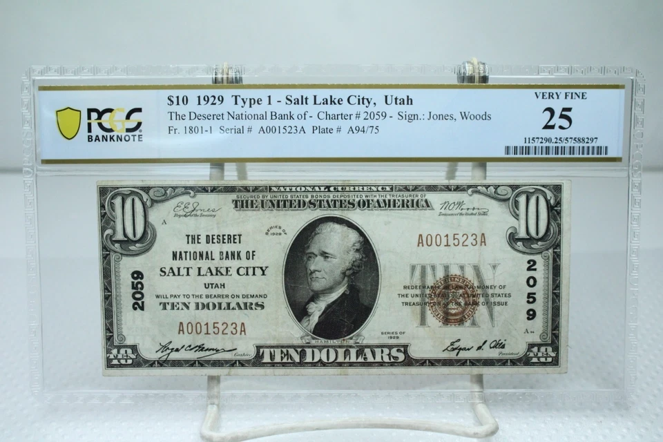 1929 $10 Type-1 The Desert National Bank of Salt Lake City Utah PCGS 25 #1523 - Image 1 of 2