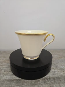 Set 6 LENOX ETERNAL Ivory and Gold Trim Tea / Coffee Cups Glasses Near-Mint - Picture 1 of 7