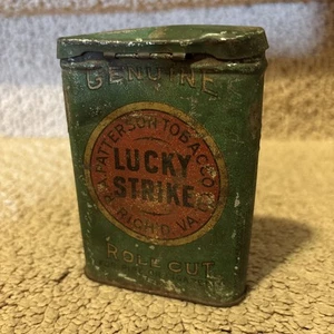 Lucky Strike Roll Cut Tobacco Tin - Pocket - Advertising- Antique - 4.3”H x 3”W - Picture 1 of 7