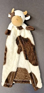 HTF! Brown and White Large Spots Cow Lovey Security Blanket 18" Long - Picture 1 of 10
