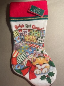 Babys erster Weihnachtsstrumpf mit Katze Neuer alter Bestand - Bild 1 von 9