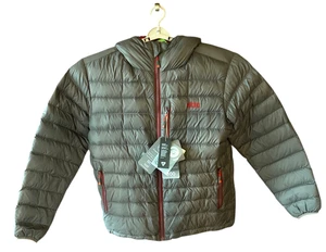 STIO Hometown Down Puffer Hooded Jacket 800 Fill Mens Large Gray Zip New - Picture 1 of 18
