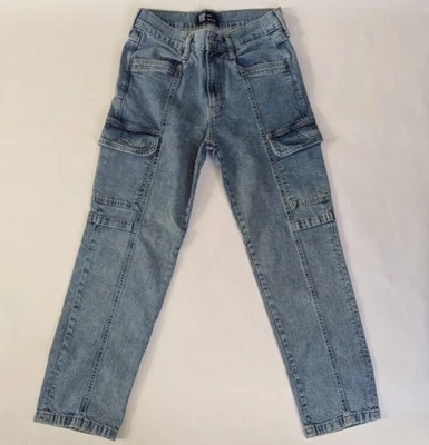GAP 90s Loose Baggy Front Seam Med Wash 99% Cotton CARGO JEANS womens 4 R 27 - Image 1 of 4