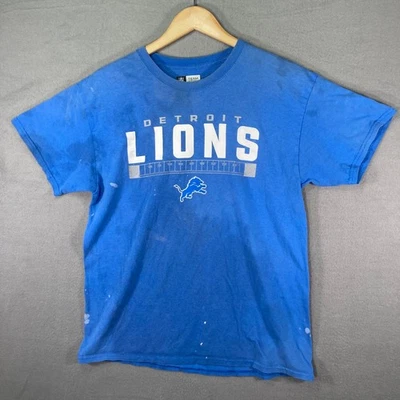 Detroit Lions NFL Team Apparel T-Shirt Football Fan Blue Graphic Tee - Image 1 of 4