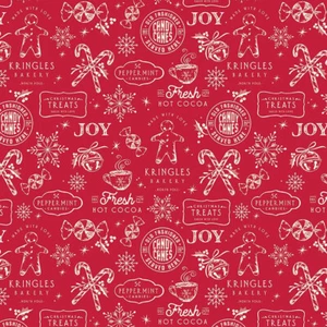 Merry Little Christmas Treats Red C14841 100% Cotton Fabric by the half yd - Picture 1 of 5