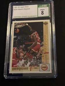 1991-92 Upper Deck #254 Hakeem Olajuwon CSG 8 NM-MINT (CGC) - Picture 1 of 2