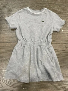 Lacoste Girls Size 5 Dress Heather Gray & Striped Accent & Gator Logo - Picture 1 of 5