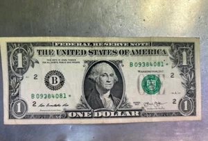 B 09384081* $1 One Dollar Bill Star Note 2013 Duplicate Serial number Error FW - Picture 1 of 4
