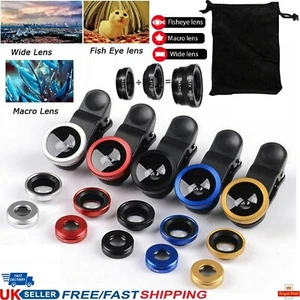 Professional Universal Fish eye Wide Macro Clip Mobile Phone Camera Lens Kit Set - Zdjęcie 1 z 3