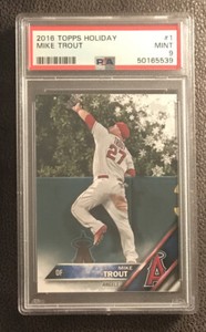 2016 Topps Holiday Metallic Snowflake #1 Mike Trout Los Angeles Angels PSA 9