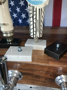 Beer Tap Handle Base Display Stand w/Bolt, Genuine White Marble Size 2" x 3"