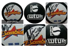 Calvin Crowe SIGNED DAYTON BOMBERS RARE BY PUCK WORLD NO COA 1998-99 HOCKEY PUCK