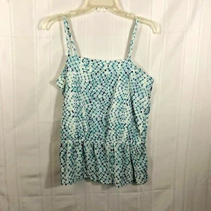 Blusa Peplum Banana Republic azul y blanca para mujer talla M sin mangas cuello cuadrado - Imagen 1 de 4