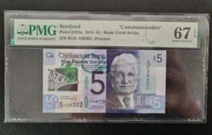 2016 Scotland 5 Pounds P229Oa polymer UNC PMG 67 - Picture 1 of 2