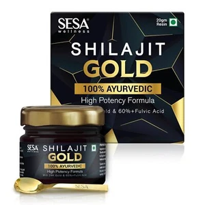 SESA Shilajit Gold Resin I With 24k Gold | 60%+ Fulvic Acid | 20g | Long Expiry - Picture 1 of 6