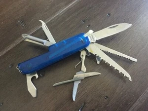 2" stainless multifunction blue folding knife 13 functions - Picture 1 of 2