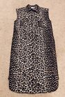 Ganni Animal Leopard Print Jacquard Sleeveless Midi Shirt Dress 34 NWOTs