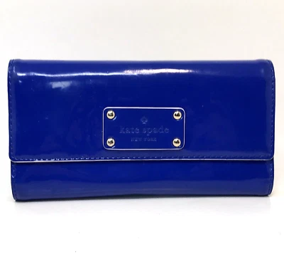 KATE SPADE Wallet Pasadena Neda Cobalt Blue Periwinkle Patent Leather Tri Fold - Image 1 of 4