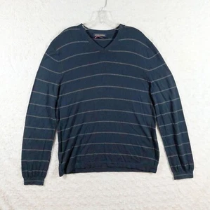 Banana Republic Sweater Mens Large Blue Striped Silk Cashmere Light Luxury Knit - Picture 1 of 7