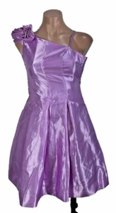 Jessica McClintock Girls Lilac Satin Party Formal dress sz 14 One Shoulder Shiny - Picture 1 of 10