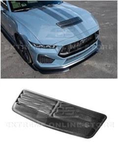 For 24-Up Ford Mustang S650 | CARBON FIBER Front Upper Hood Vent Insert Cover - Picture 1 of 19